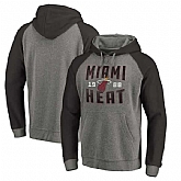 Miami Heat Fanatics Branded Ash Antique Stack Tri Blend Raglan Pullover Hoodie Fyun,baseball caps,new era cap wholesale,wholesale hats